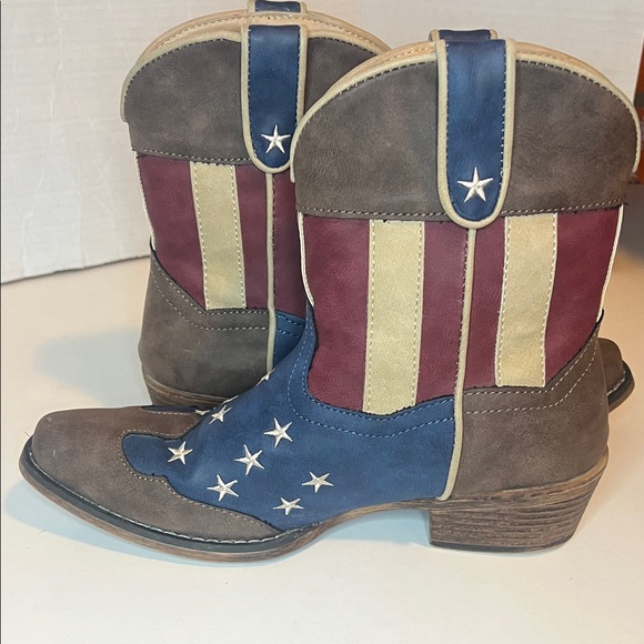 Roper Women's Patriotic Heeled Boots - Red, Blue, Tan flawed - Picture 7 of 10